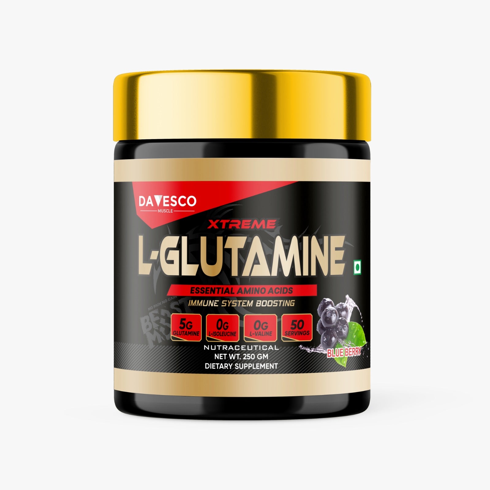 L-GLUTAMINE  | 250GM |  BLUE BERRY